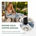 thumbnail image 4 of Round Outdoor Tablecloth with Umbrella Hole and Zipper, Blue Spring Floral Tablecloth with Elastic Waterproof, Vintage Flowers Botanical Farmhouse Patio Table Covers for 36" - 44" Picnic Pool Tables, 4 of 9