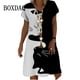 thumbnail image 2 of New Women Sundress Creative Lovely Cat 3D Print Ladies Summer Loose Beach Dress Casual Short Sleeve V-neck A-line Dress VestidosL Gao Jinjia LED, 2 of 2