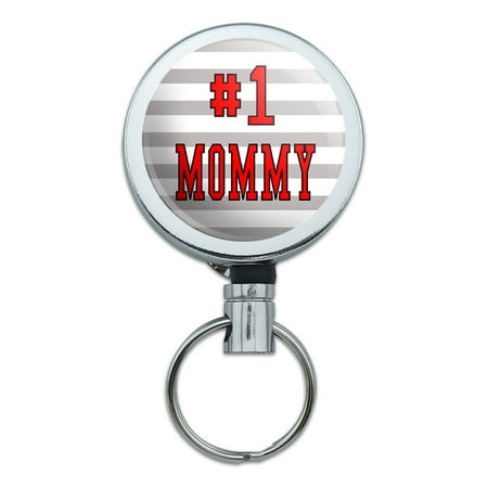 #1 Mommy Number One Mom Mother Retractable Belt Clip Badge Key