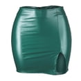 thumbnail image 4 of vigerkar Women Leather Skirt Side Split Bodycon Mini Skirt High Waist Skirt for Club Party Casual (Dark Green, S), 4 of 8