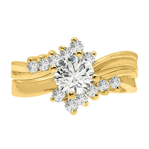 Aonejewelry Engagement Rings for Women 0.70 Carat Diamond Bridal Set Engagement Ring In 10K Solid White & Yellow Gold