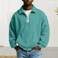 thumbnail image 2 of HomeDM Mens Quarter Zip Pullover Tops, Long Sleeve Waffle Texture Solid Color Sweatshirts, Light Blue, 2 of 6