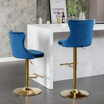 Furniture,Golden Swivel Velvet Barstools Adjusatble Seat Height from 25-33 Inch, Modern Upholstered Bar Stools with Backs Comfortable Tufted for Home Pub and Kitchen Island,Blue,Set of 2