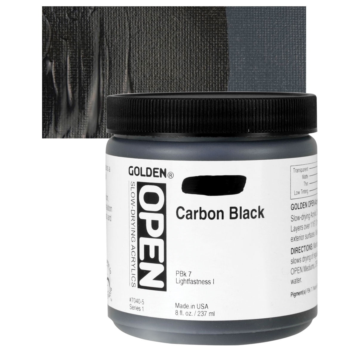 Golden Artist Open Acrylic Paint, Carbon Black, 8 oz