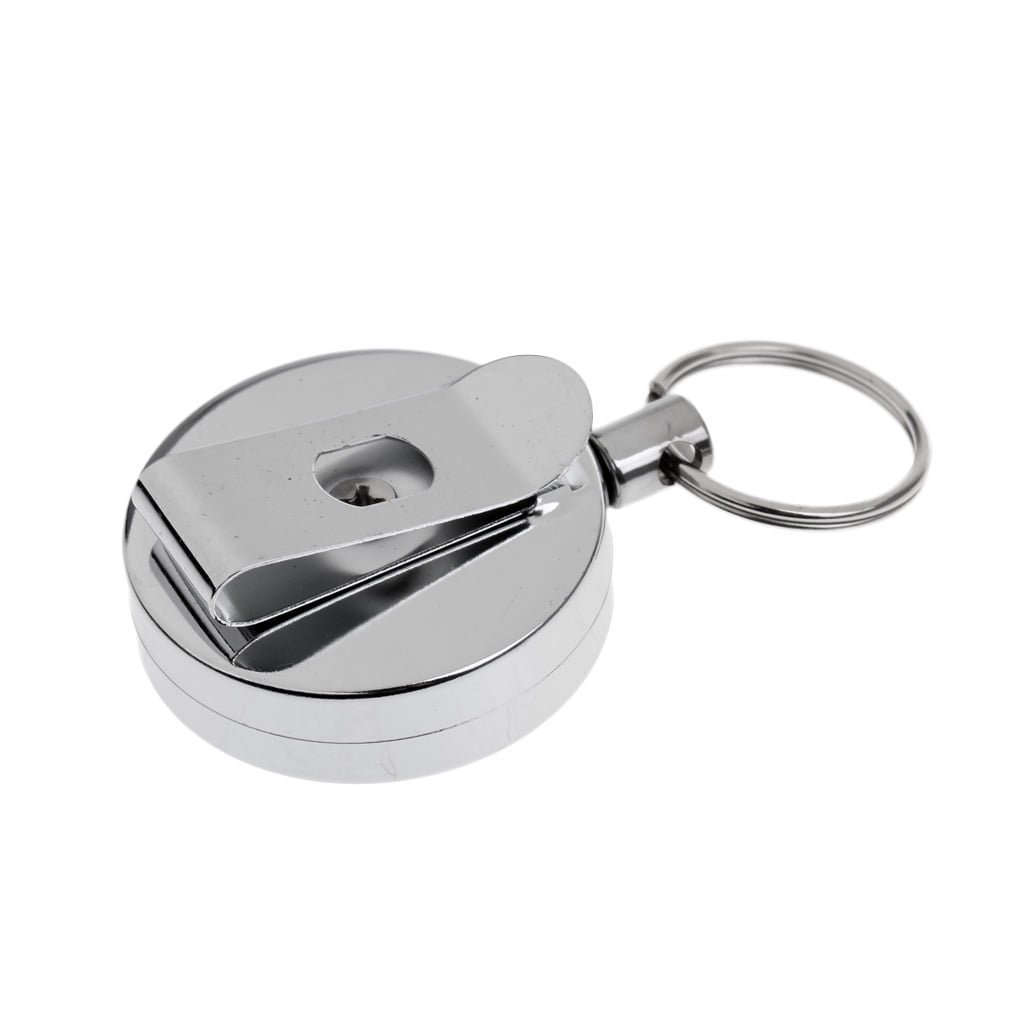 Prettyia 2x Badge Reel Pull Ring Retractable Key Chain  Keyring Cord