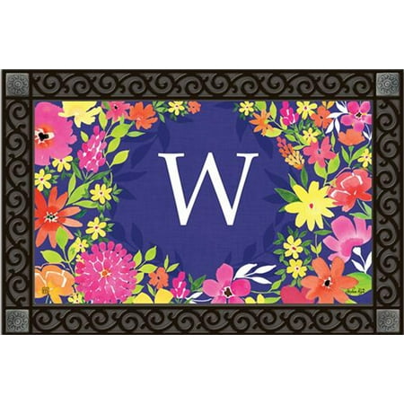 Pretty Petals Monogram W Doormat Indoor Outdoor Spring Letter W By