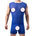 thumbnail image 4 of Hombres Casual cuello redondo manga corta cuello redondo pulóver ropa interior perspectiva transpirable sin mangas hombro ancho chaleco bóxer conjunto de calzoncillos Pompotops qyievc3088, 4 of 6