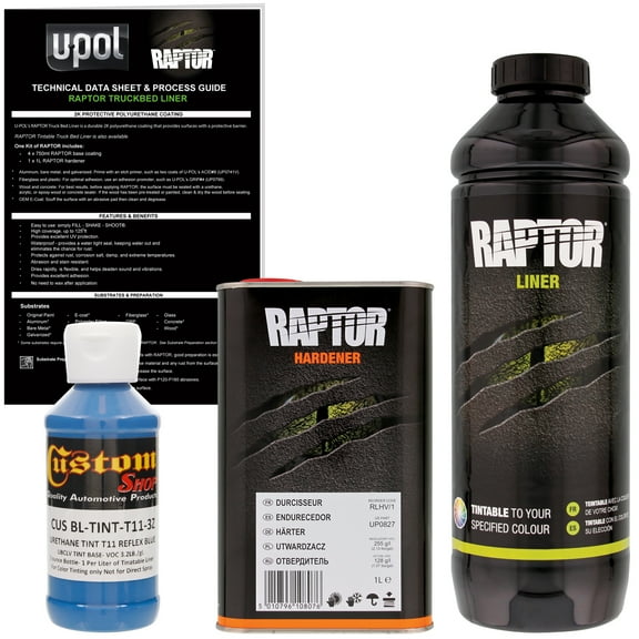 Raptor Reflex Blue Urethane Spray-On Truck Bed Liner & Texture Coating, 1 Liter