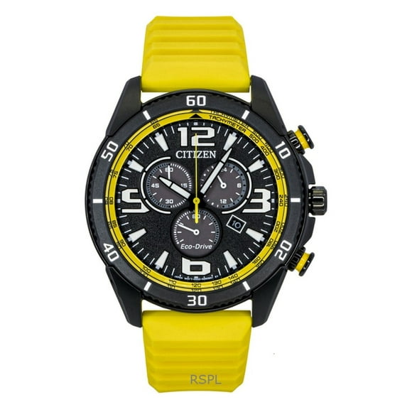 Citizen Brycen Chronograph Silicone Strap Black Dial Eco-Drive AT2585-08E 100M Men's Watch