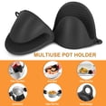 thumbnail image 6 of 8Pcs Oven Mitts and Pot Holders, Silicone Oven Mitts and Hot Pads Sets with Mini Oven Gloves and Dish towels, Oven Gloves Soft Cotton Lining, Waterproof, BPA-Free, Black, 6 of 7
