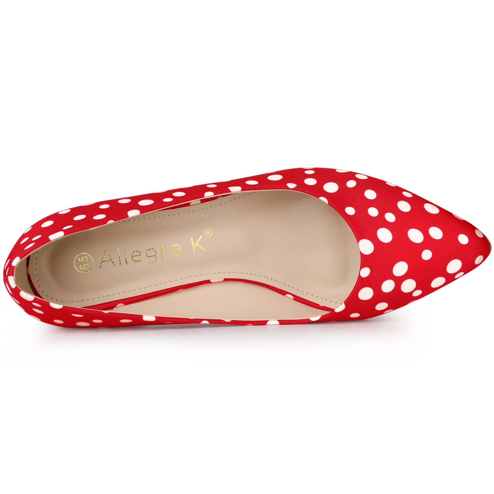 Unique Bargains Women's Pointed Toe Polka Dots Kitten Heels Pumps