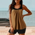 thumbnail image 4 of lulshou Two Piece Swimsuit for Women, Women's Color Blocking Solid Color Strappy Back Set Two Piece Swimsuits Swimdress Bikini Set Khaki S, 4 of 5