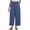 Navy, variant on Women's Capris Pants Cotton Linen Elastic Waisted Solid Color Casual Loose Beach Wide Leg Trousers with Pocket White S