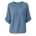 thumbnail image 6 of Aezemi Women Waffle 3/4 Sleeve Shirt Round Neck Pullover Knit Dressy Casual Breathable Comfy Blouses Spring Summer Outdoor Fashion Casual Tops XXL, 6 of 7