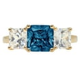 thumbnail image 7 of Three-Stone Engagement Ring for Women - 4ct Natural London Blue Topaz in 14K Yellow Gold Promise Ring, 7 of 7