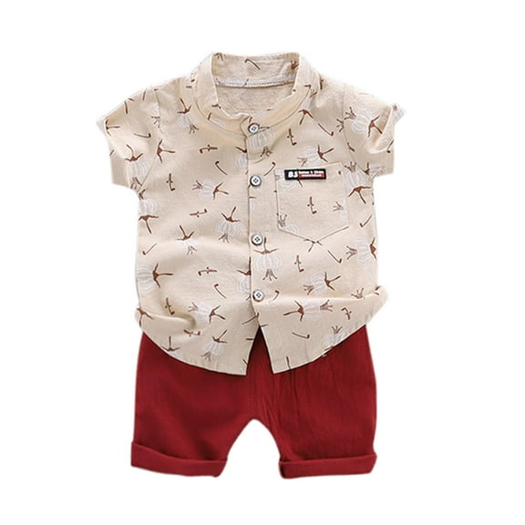 Baby Boy Outfits Toddler Kids Baby Casual Print Short Sleeve Tops Shorts Set Clothing Set 6 Months-12 Months