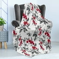 thumbnail image 4 of Rowan Soft Flannel Fleece Throw Blanket, Abstract Modern Garden Theme with Rowan Plant Botanical Pattern Design, Cozy Plush for Indoor and Outdoor Use, 50" x 60", Ruby Grey Black, by Ambesonne, 4 of 5