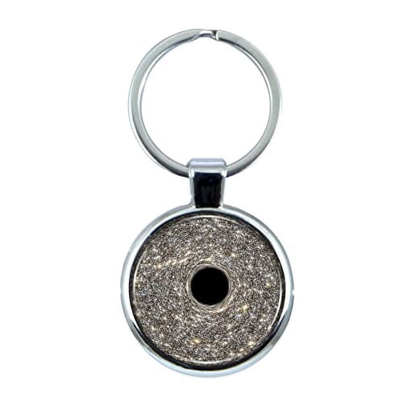 Black Hole Keychain with Epoxy Dome and Metal Keyring