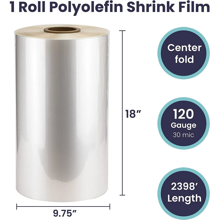 1 Pack] Polyolefin Shrink Wrap Roll - 18 x 2600 ft Clear POF Heat