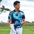 thumbnail image 3 of Yiaed Blue Yin And YangPrint Men's Short Sleeve Polo Shirt,Golf Polo for Men Three-Button Golf Shirt Athletic Casual Collared T-Shirt- Medium, 3 of 7