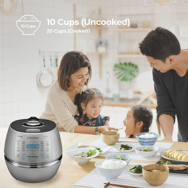  CUCKOO CRP-AHSS1009FN, 10-Cup (Uncooked) Induction Heating  Pressure Rice Cooker, 17 Menu Options, Auto-Clean, Energy Saving Mode,  Stainless Steel Inner Pot, Made in Korea