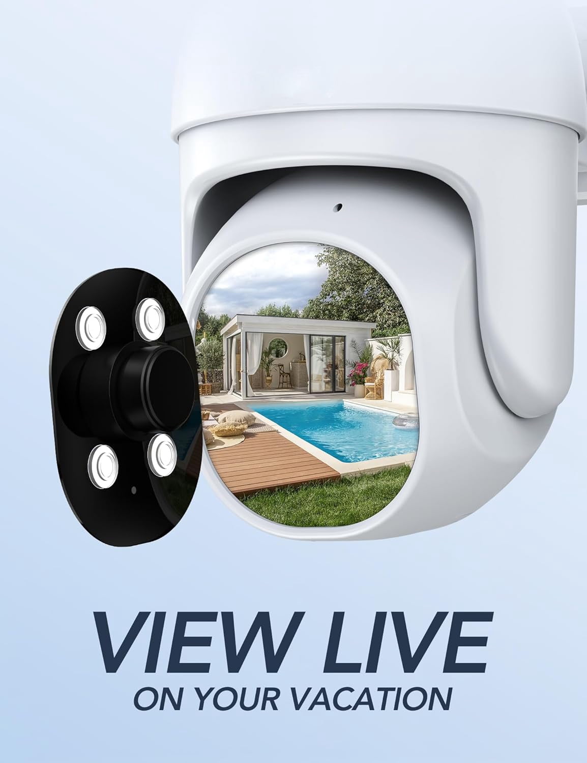 Outdoor Security Camera 1080P , Wired WiFi, 360° View PTZ, Color Night Vision, Smart Motion Sensor, 2 Way Audio, IP66 Waterproof