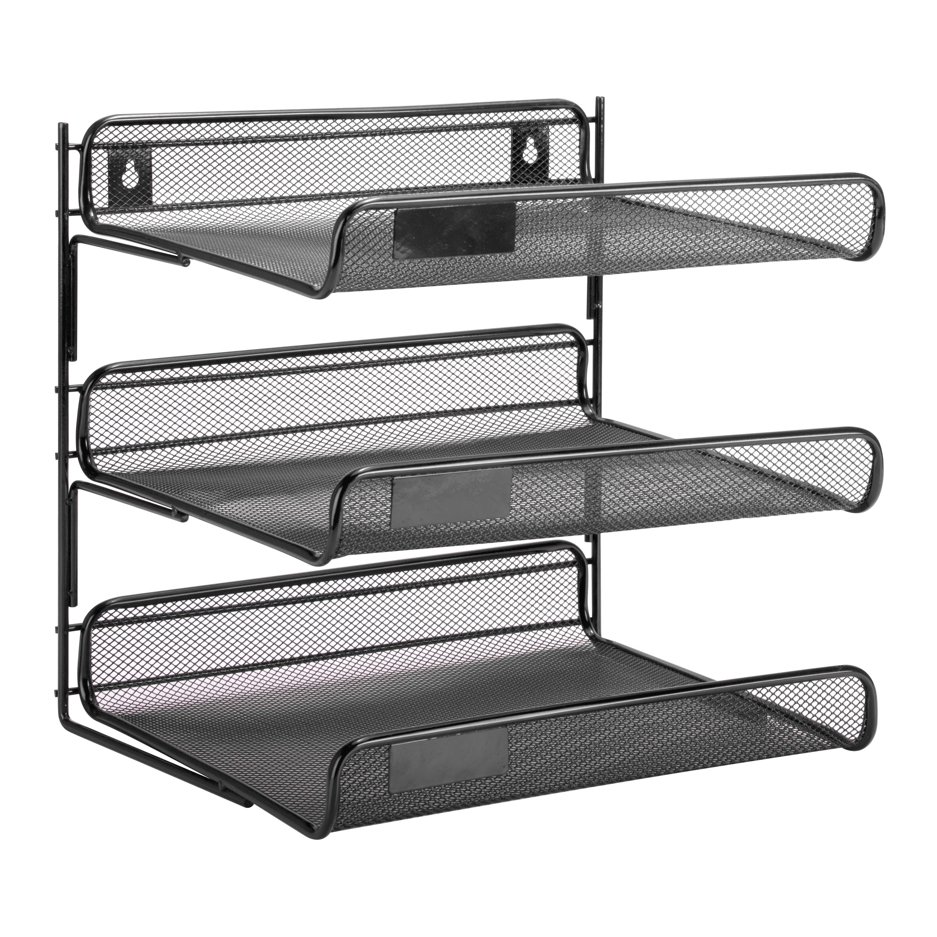 Honey Can Do 3 Tier Steel Mesh Desk Organizer Black
