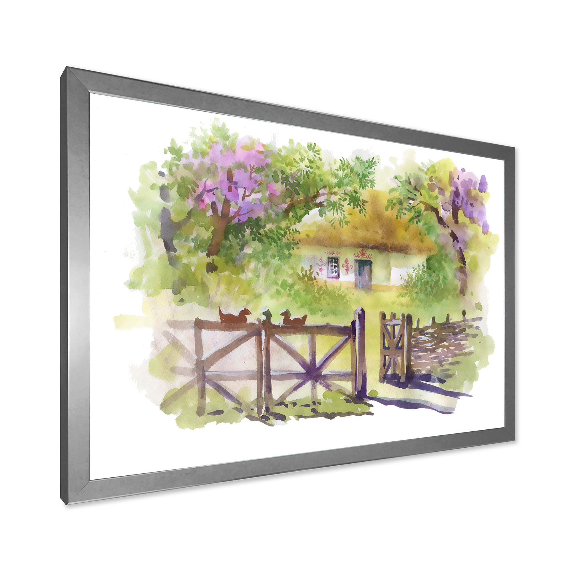 Designart 'Impression of Rustic Cottage In The Woods' Traditional Framed Art Print