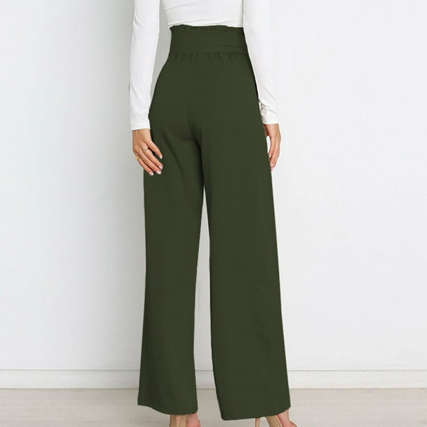 Zkuisw Harla Pants for Women Wide Leg Solid Color Casual Pants High Waist  Straight Leg Business Casual Trousers with Pockets, A1_army Green, Small :  : Clothing, Shoes & Accessories