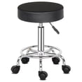 thumbnail image 6 of Hassch 13-Inch Round Rolling Stool with Wheels, 360° Swivel Backless Chair w/ Padded Seat and Chrome Plated Base, for Massage, Salon, Bar, Home, Office, Black, 6 of 10