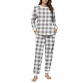 thumbnail image 2 of Mifsaly Womens Pajama Set Plaid Fuzzy Fleece Warm Pjs 2 Piece Long Sleeve Crewneck Thermal Sleepwear High Waist Cozy Pants with Pockets Lounge Matching Outfits Winter Homewear, 2 of 6