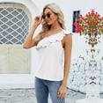 thumbnail image 7 of Zoeecloth Womens Tops Sleeveless Solid Color Round Neck Button Vest Tees Shirts Summer Casual Ruffled One Shoulder Vest Fashion Button Vest S-XXL, 7 of 7