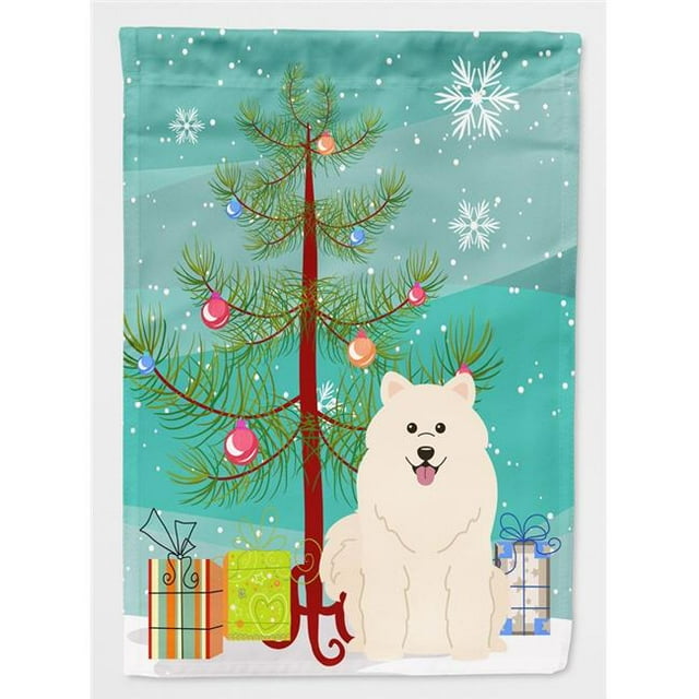 Carolines Treasures BB4155GF Merry Christmas Tree Samoyed Flag Garden Size