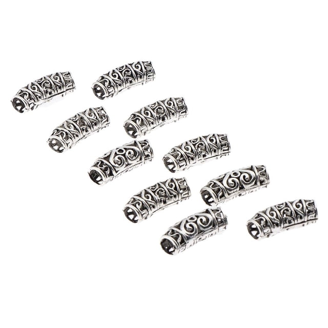 10 piezas Beads Metal Hair Zulema Decoración Perla Plata Anillos de pelo ajustables