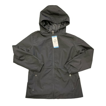 WP Weather Proof Women's Full Zip Lightweight Hooded Rain Jacket (Black, XXL)