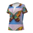 thumbnail image 2 of Naloa Oil Painting Beautiful Butterfly Print T-Shirts Short Sleeve V Neck Tees for Women Fashion Tops Trendy Lightweight Soft Casual Summer Outfits Clothes, 2 of 5