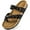 7336 Black, variant on Ecetana Women's Cork Footbed Slide Sandals Clip Toe Leather Flat Sandals for Women with Arch Support