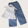 thumbnail image 5 of HCNTES Little Girls Summer 2 Piece Outfits Kids Short Sleeve Tops Wide Leg Pants Clothing Sets 3T 4T 5T 6T 7T Kids Girls School Outfits Set(F02-White,3-4 Years), 5 of 8