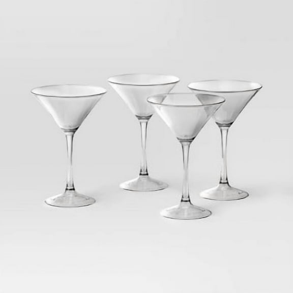 4pk Entertaining Martini Cocktail Glass Set - Clear Glass, Dishwasher-Safe, 8oz Capacity, Set of 4