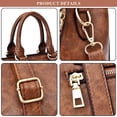 thumbnail image 3 of Women's Retro Top Handle Satchel Bag PU Leather Casual Work Crossbody Shoulder Bag Stitching Handbag and Purse, 3 of 7