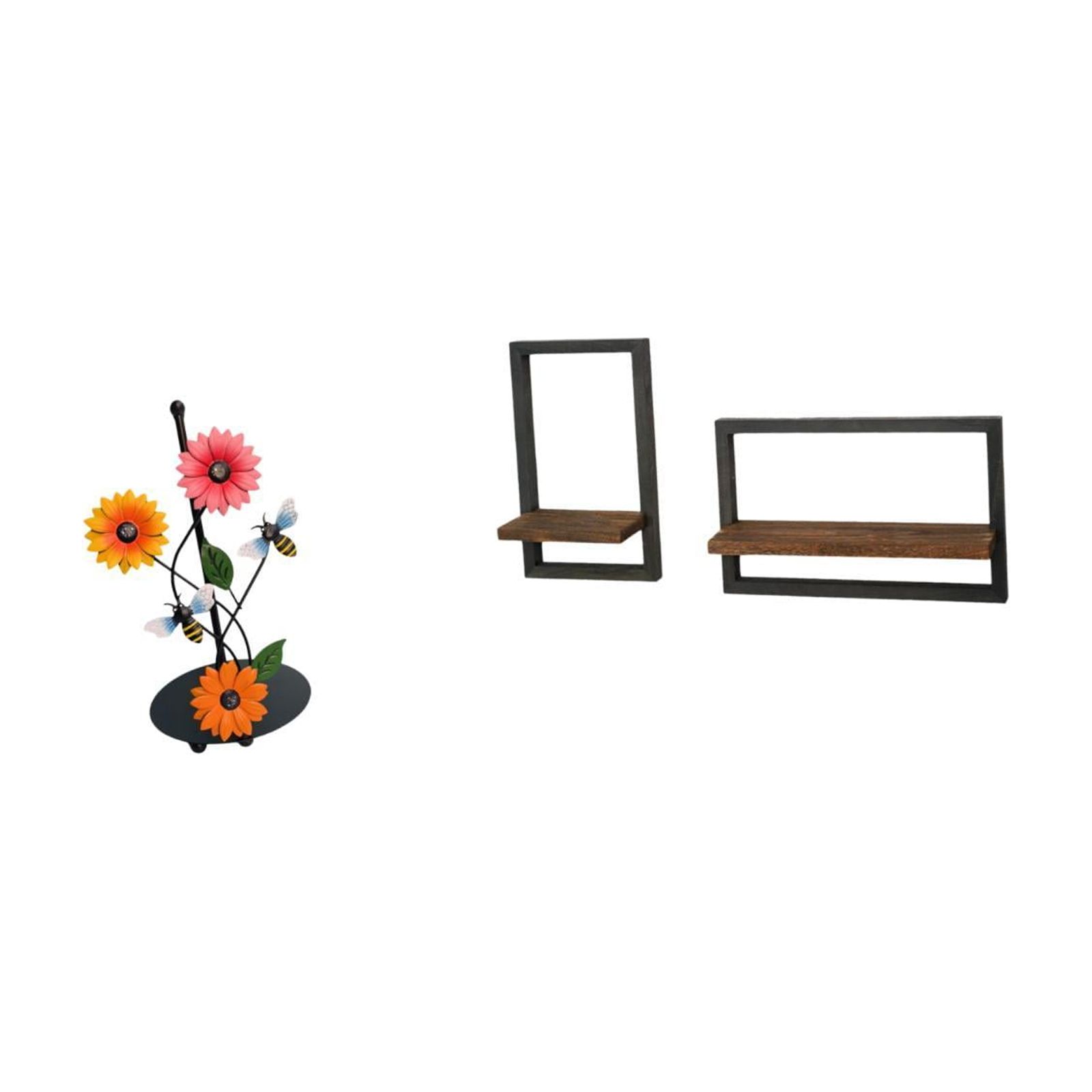 Fiocias Toilet Paper Holder Paper Towel Holder Countertop Kitchen Roll Holders Standing Paper Towel Wall Storage Shelves Made of Iron And Wood Suitable for Ki