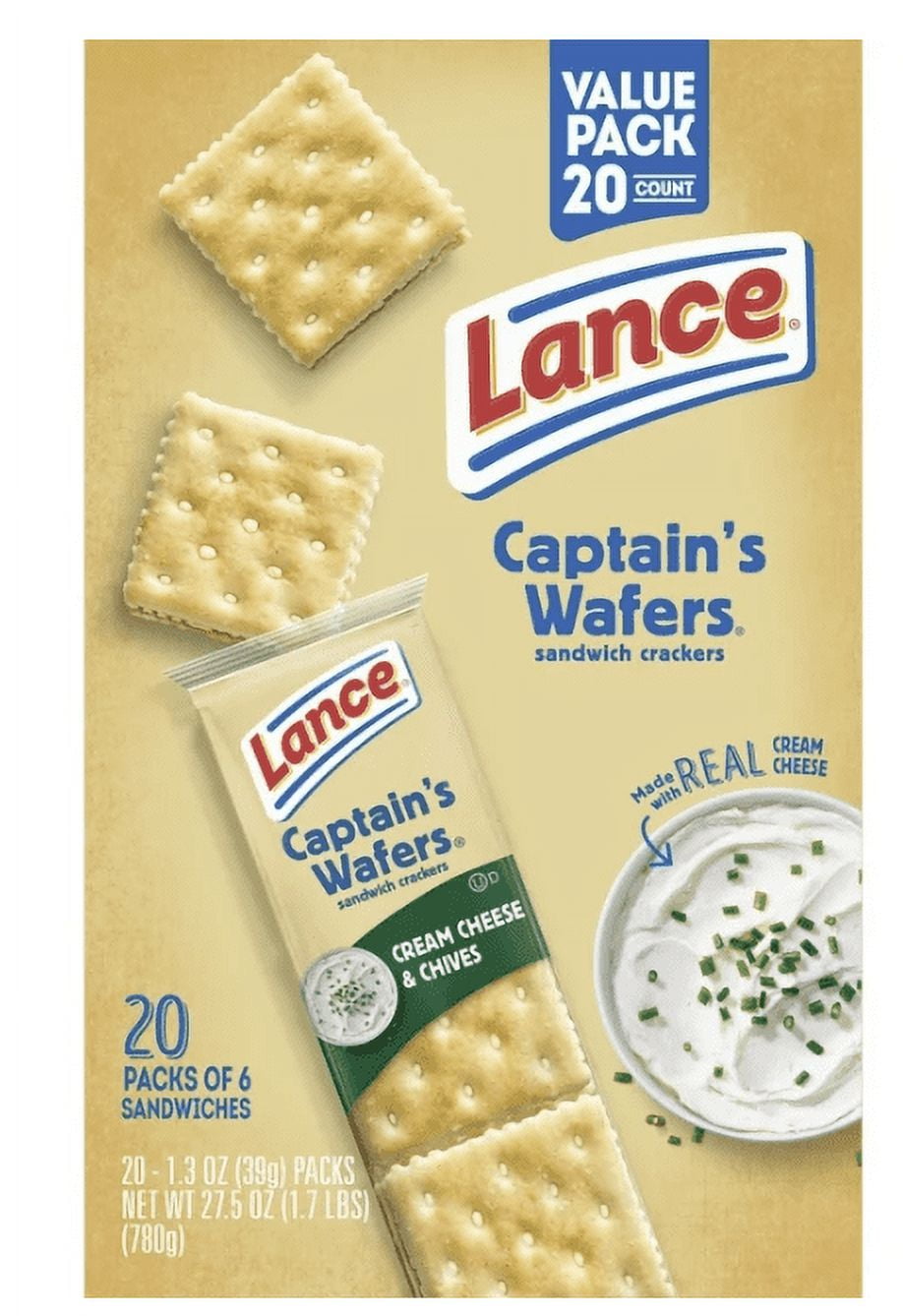 Lance Sandwich Crackers, Captain's Wafers Cream Cheese and Chives, 40 Packs