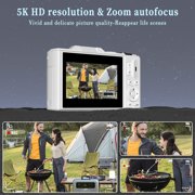 5K 75MP WiFi Vlogging Camera, 180° Flip Screen, 18X Zoom, 2 Batteries,32GB Card,Teens & Beginners