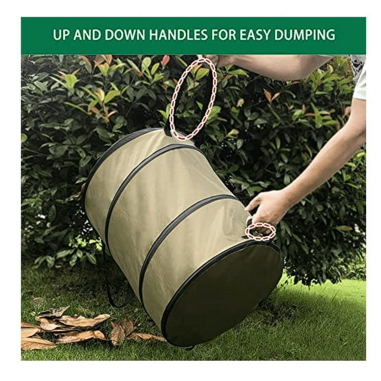 Pop-Up Outdoor Trash Can Lawn Garden Portable Leaves Garbage