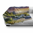 thumbnail image 3 of Nature Soft Flannel Fleece Blanket, Idyllic Skyline in National Park on European Mountains Tranquil Scenery, Cozy Plush for Indoor and Outdoor Use, 60" x 80", Fern Green Blue Lilac, by Ambesonne, 3 of 6