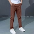 thumbnail image 2 of JUMEYU Boy Pants Boys' Adjustable Waist Straight Fit Stretch Twill Chino Pant Size 6-7 (Brown,6-7 Years), 2 of 7