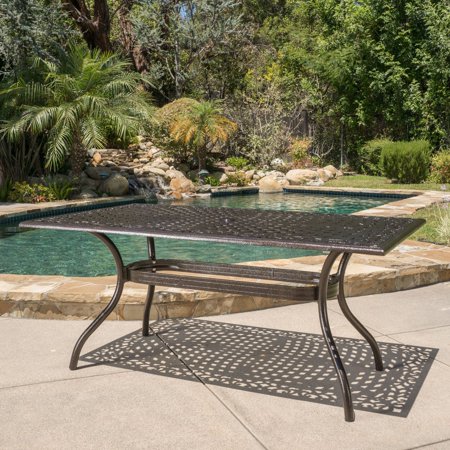 Bogota Cast Aluminum Rectangular Patio Table With Hammered Bronze