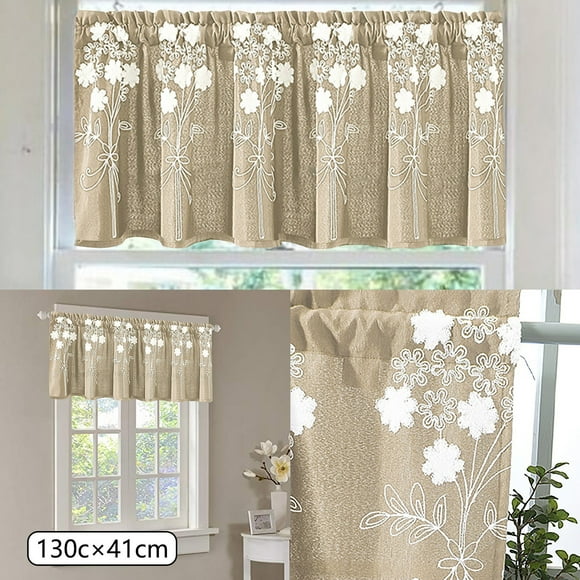 Giyblacko CurtainFloral Curtains Kitchen Coffee Curtains Bedroom Rod Curtains Lace Short Curtains Lace Curtains 51 X 16 Inch 1 Panels