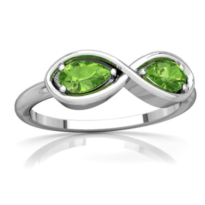 Peridot Infinity Ring in 14K White Gold by