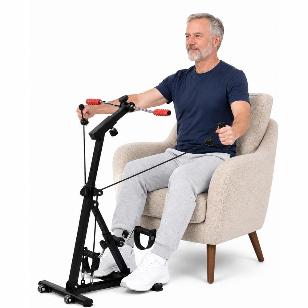 Adjustable Pedal Exerciser Bike for Seniors,Hand Arm Leg and Knee Therapy, Portable Fitness Equipment for Total Body Workout - Great Gift for Elderly Rehab